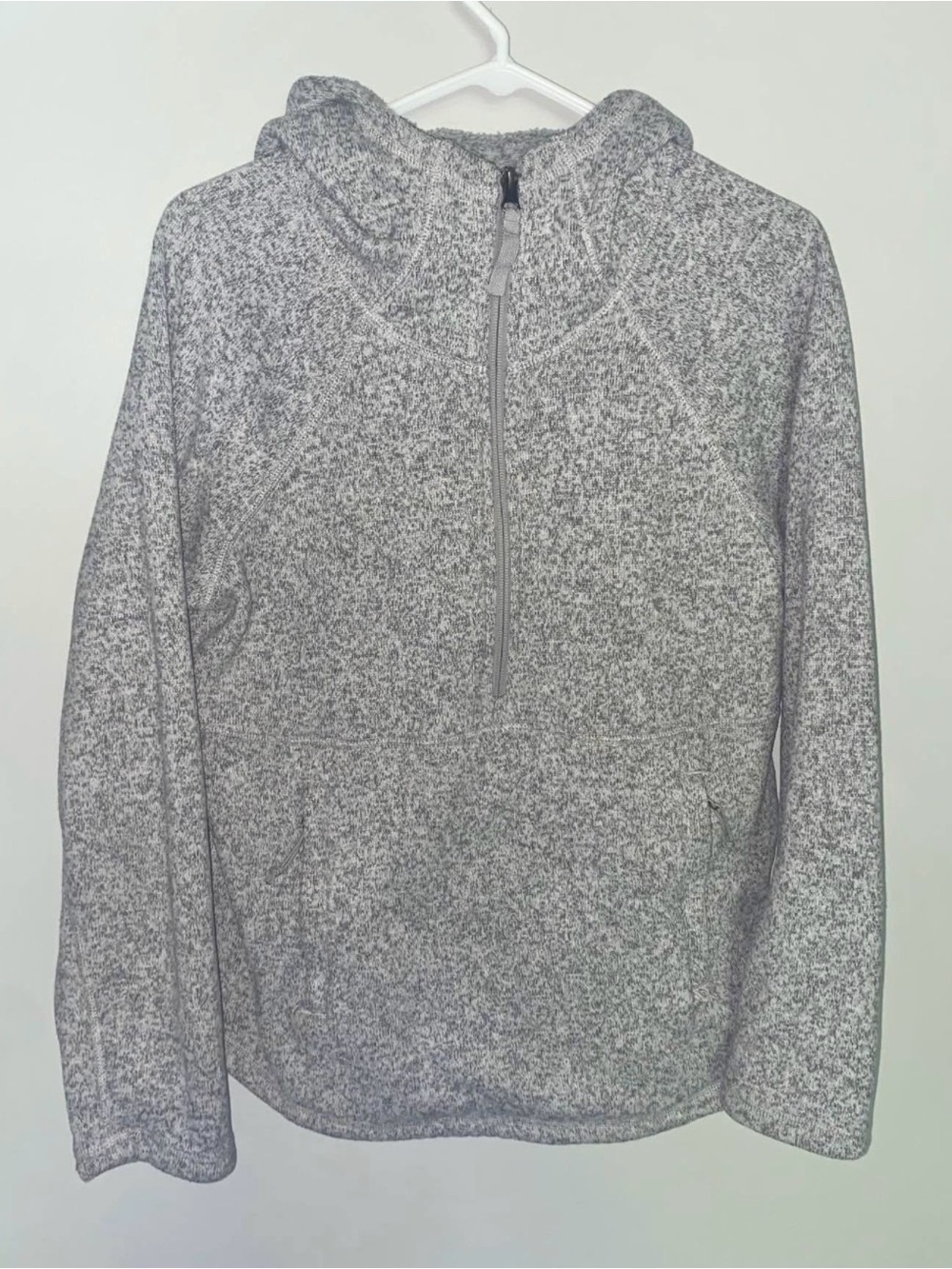 Women’s Gray Half-Zip Hooded Sweater